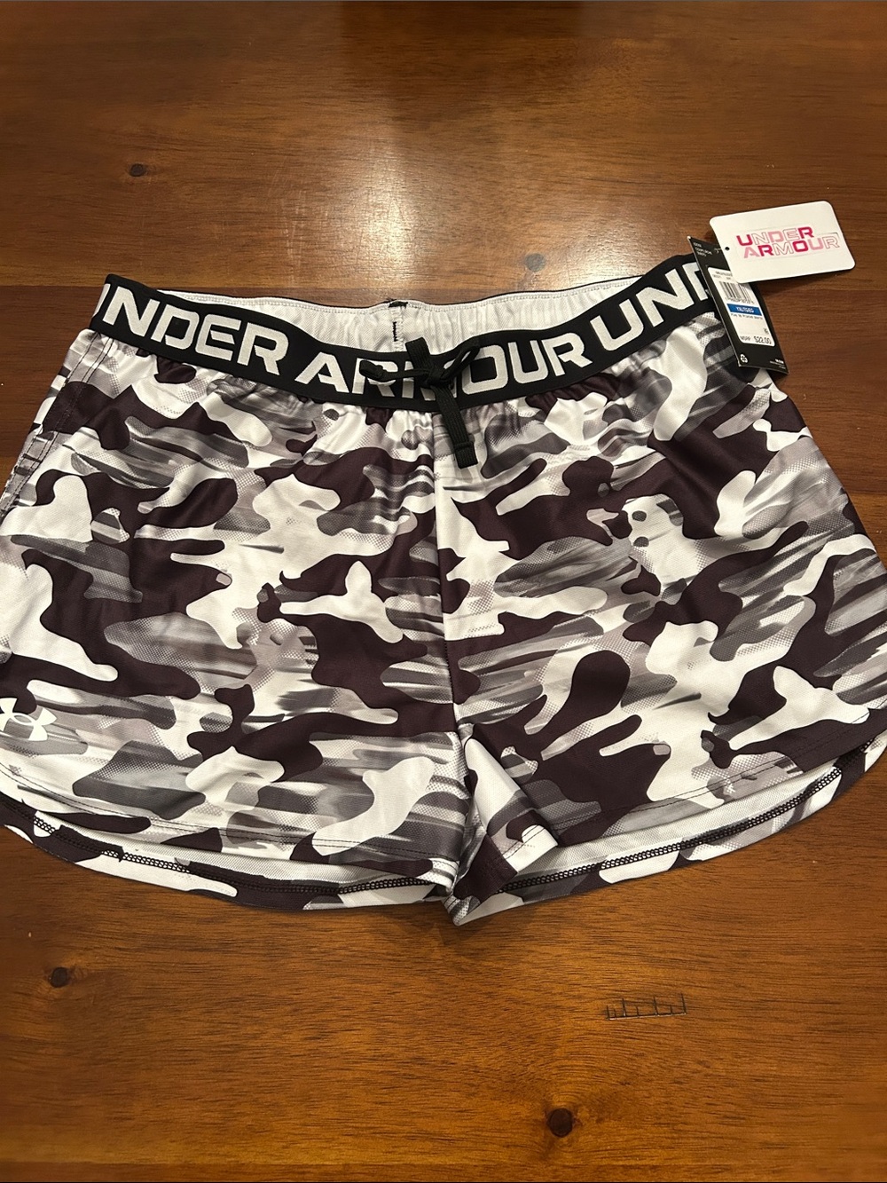 Under Armour Girls White & Black Camo Training Shorts